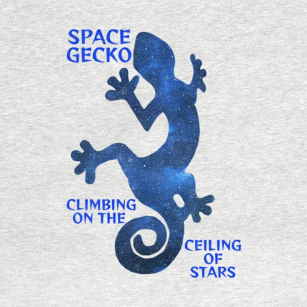 Space Gecko -- Blue Starry Sky Galaxy -- Climbing On The Ceiling Of Star by Courage Today Designs